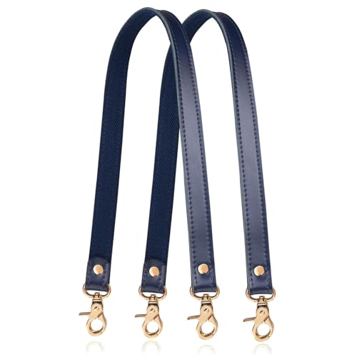 Allzedream Genuine Leather Purse Strap Sewing Canvas Replacement Handbag Shoulder Bag 2 Pcs - color: Navy, Gold Hardware