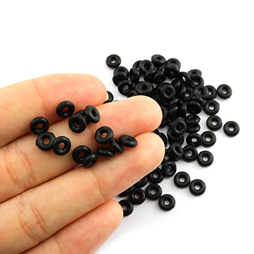 100-Pack 6mmx2mm Rubber Stopper O Rings Black DIY Jewelry Making End Clasp Spacer Beads Gasket Bracelet Necklace Handmade Crafts Findings Accessories - color: BLACK