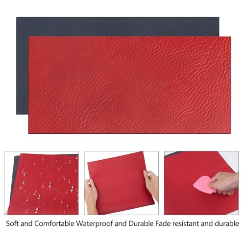 Laserable Leather Sheets, 12" x 24"Laserable Leatherette Patch(Red/Black) | CO2 Laser Engraving Supplies, Faux Leather for Crafting Tools, Leather Wallets - color: Red/Black