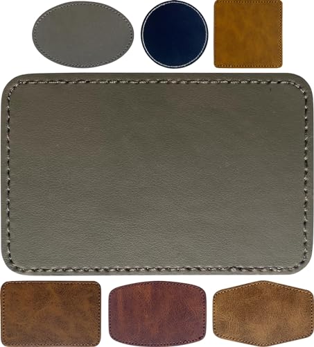Gray/Grey Blank Leatherette/Leather Patches for Hat Laser Engraving Iron-on with Heat Press Adhesive Backing (Pack of 30) - color: Gray, size: Rectangle