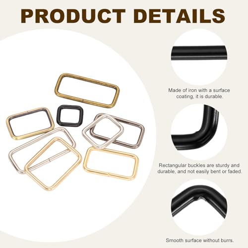 uxcell Metal Rectangle Ring, Rectangle Buckle Ring Webbing Belts Buckle Metal Rings for Bag Belt Keychains DIY - color: Black, size: 5/8 x 5/8"