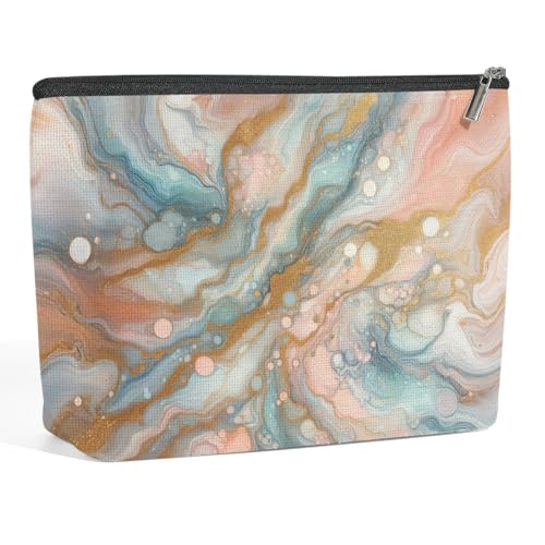 Fluid Ink Gradient Marble Makeup Bag, Cosmetic Bags for Women | Abstract Portable Travel Toiletry Bag Elegant Gift for Women Grandma Friend Auntie Nurse Graduation Birthday Christmas - color: Pastel Marble 470