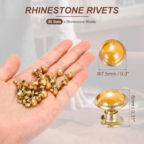 PATIKIL 7.5mm Turquoise Rapid Rivets, 30 Sets Leather Rivets Studs Rivet Double Cap Spikes Rivet for Leather Crafting for Decor Repair DIY Clothing Belts Bags Shoes, Amber - color: Amber