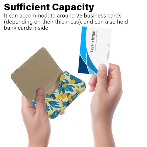 AI-DEE Business Card Holder，PU Leather Business Card Case Color Printing Pattern Card Holder Wallet，Pockets Magnetic Credit Card Holders for Men and Women - Pink Flowers - color: Peach Pink