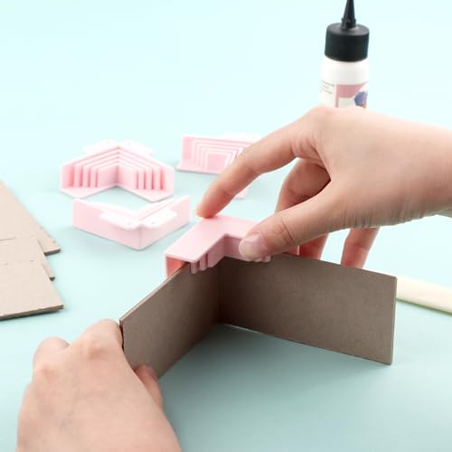 4Pack Corner Guides Cartonnage Corner Holding Tool Corner/Divider Assembly (3 mm, 2 mm, 1.5 mm, 1 mm Wide) for Book Covers, Chipboard Boxes, Dioramas - color: 4 PCS Box Guide Pink