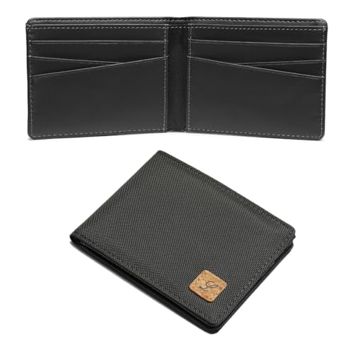 Lanyani Minimalist Fabric Wallet Bifold RFID Blocking - color: Black and Black