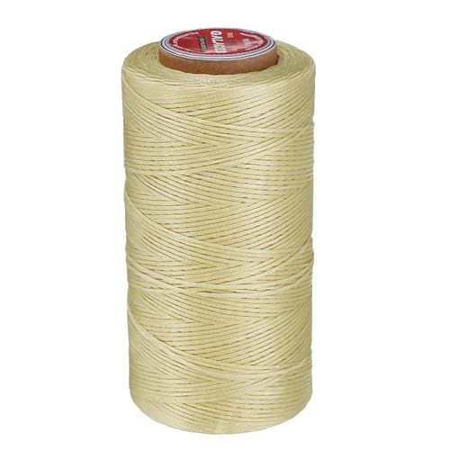 uxcell Flat Leather Sewing Waxed Thread, 270m / 295 Yards Polyester Wax String, 150D Wax Stitching Cord for Leather Crafts, Bookbinding, Bracelets Braided, Apricot - color: Apricot
