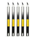 Gebildet 5pcs Black Blade Black Housing Utility Knife, Right and Left Hand Stainless Steel Lockable Cutter Knife, 9mm Snap Off Blades, 30 Degree Foil Knife, for Foils, Wallpaper, Crafts, Cartons - color: Black Blade Knife 30°