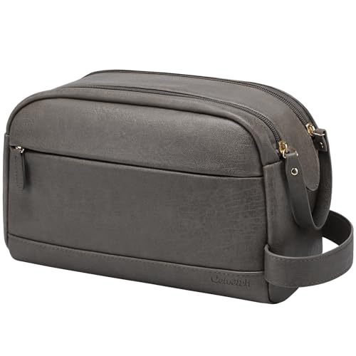 PU Leather Toiletry Bag for Men, Grey - color: Grey, size: Medium