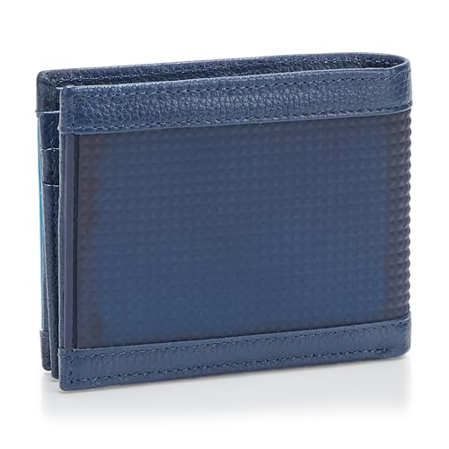 Nautica Men's Bifold Leather Wallet | RFID Blocking | ID Window | Card Slots | Organization | Durable | Stylish - color: Rubber/Leather - Navy