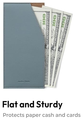 PU Leather Card & Cash Envelope for Travel and Budgeting Fog Blue | Reusable Money Holder, Stylish Leather Money Envelope - color: Fog Blue