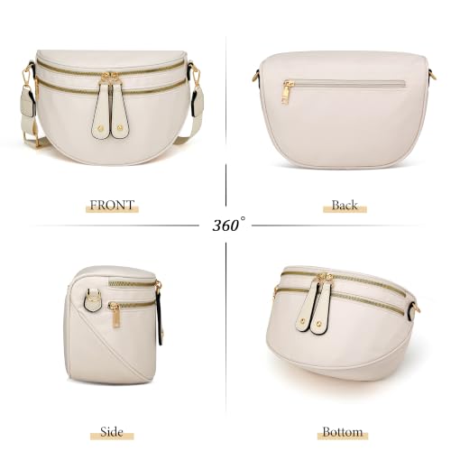 KKXIU Crossbody Bags for Women Nylon Travel Fanny Packs | Large Bum Bag | Spacious Trendy Shoulder Purse - color: Large-Beige