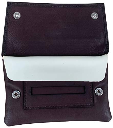 Brown Leather Full Size Snap Tobacco Pouch Holds 1.5 oz Pipe Tobacco