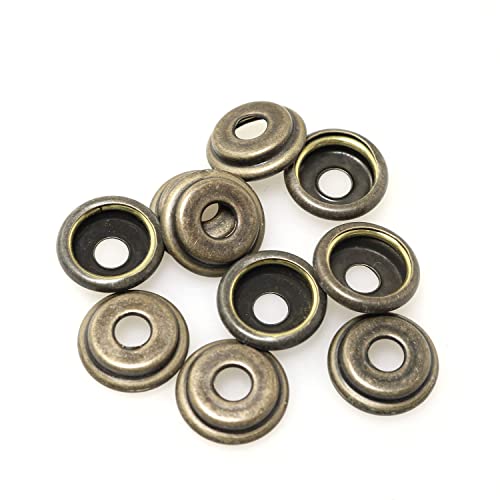 PZRT 10 Sets Canvas Snap Kit Stainless Steel Fastener Screw Snaps Consists of Buttons Sockets and Screw Studs for Leather Jackets Handbags, Bronze - color: Bronze