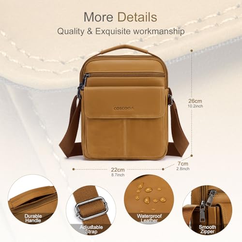 Men's Leather Crossbody Shoulder Bag - Messenger Satchel Travel Handbag - color: Brown-b