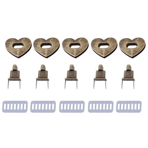 MOPFOL Heart-Shaped Twist Locks 5 Sets - Zinc Alloy Bag Clasps for Leather Handbags, Decorative Purse Hardware with Turn Lock Design(Bronze) - color: Bronze