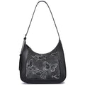 BELTANA Shoulder Bag for Women, Small Vegan Leather Butterfly Hobo Purse | Crescent Shoulder Purse, Top Handle Design, Lightweight, Underarm Style, Daily Travel & Shopping, Gift Choice - color: Black-silver