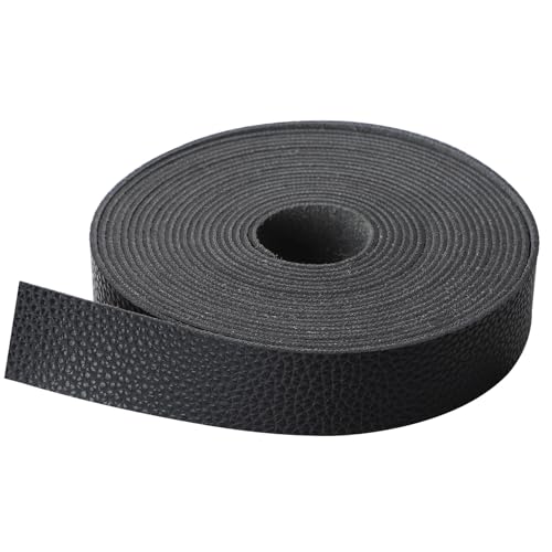 picheng Faux Leather Strap 1 Inches Wide Lychee Texture Leather Straps for Crafts, 200 Inches Long Faux Leather Strips - color: Black