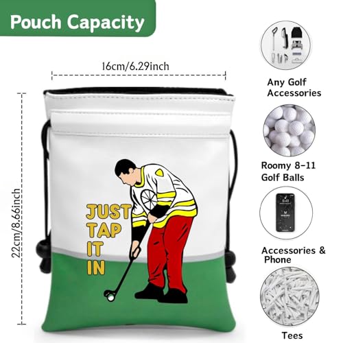 Artpreti Funny Golf Valuables Pouch,Golf Pouch Bag with Drawstrings Golf Tee Bag Pouch Leather Golf Tee Ball Bag for Men Women - Just Tap It in - style: Golf Pouch Bag-just