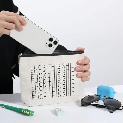 ZHAMEN Funny F*ck This Shit Makeup Bag Cosmetic Bags for Women | Friends Coworkers Birthday Gag Gifts, Travel Bags for Toiletries Large Capacity Zipper Makeup Pouch, Purse Organizer Pouches - color: Multicolor 1477