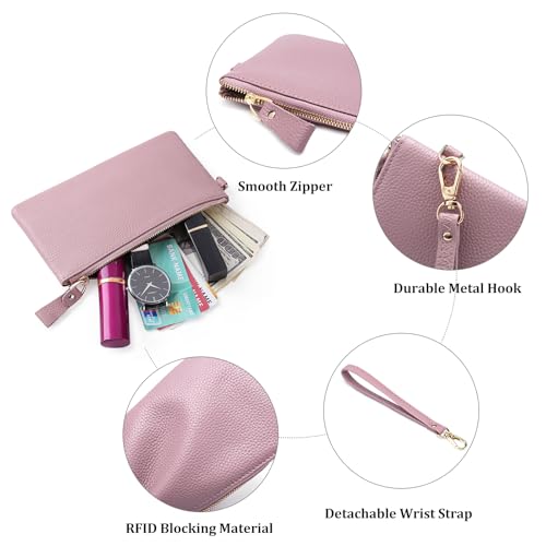 GOIACII Wallets for Women RFID Blocking Ultra Slim Real Leather Credit Card Holder Clutch - color: 1-2020-pink-1
