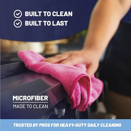 MW Pro Microfiber Cleaning Cloth | Coral, Teal, Plum | 12 Pack | 16” x 16” | All Purpose Microfiber Towels - Clean, Dust, Polish, Scrub, Absorbent - color: Coral, Teal, Plum