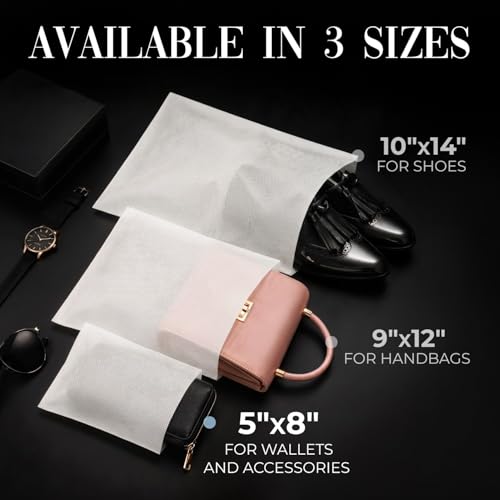 Pack of 15 Anti-Scratch Pouches, 5" x 8" Protective Dust Bags for Handbags, Shoes, and Accessories - Made in USA Purse Dust Bag for Storage - Soft, Breathable Cloth-Like Shoe Storage Bag | Soft, Breathable Cloth-Like Storage Pouches for Handbags, Shoes an