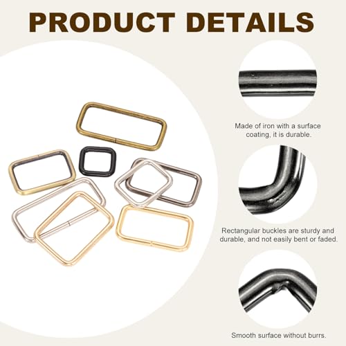 uxcell Metal Rectangle Ring, Rectangle Buckle Ring Webbing Belts Buckle Metal Rings for Bag Belt Keychains DIY - color: Pale Black, size: 1 x 3/4"