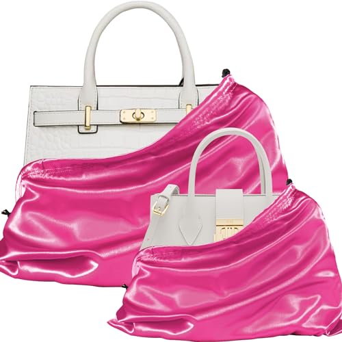 P Pothuiny 2 Pcs Satin Dust Bags for Handbags - color: Hot Pink