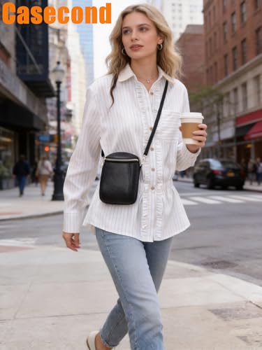 Cell Phone Purse Small Crossbody Bag for Women Leather Stylish Mini Shoulder Bag Wallet Pouch Lightweight Pockets Handbags - color: Black and Silver