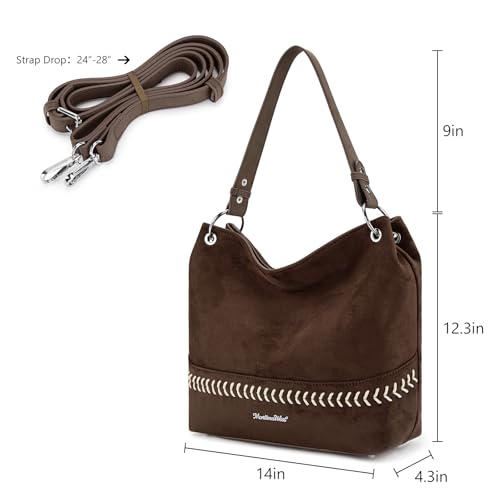 Purses for Women Hobo Bags Slouchy Shoulder Bag Tote Handbags | Stylish for Everyday Use, Zip-top Closure, Back Anti-theft Pocket, 3 Inner Pockets, Comfortable Wide Strap for Dating Errands - color: Y-coffee