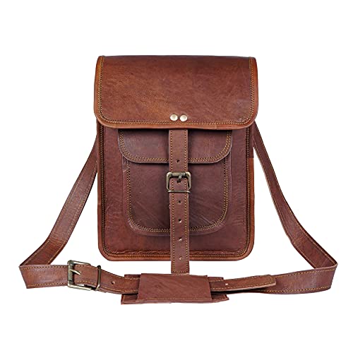 11 inch Small Crossbody Shoulder Genuine Leather iPad/Tablet Vintage Messenger Bag For 10.5 inch iPad Pro for Women & Men - style: Retro