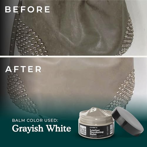 Clyde's™ Leather Company Leather Recoloring Balm – Color Restore & Scratch Repair Kit for Faded Leather Furniture, Car Seats, Sofa & Vinyl | 23 Colors | Non-Toxic Dye - color: Grayish White, size: 100ML