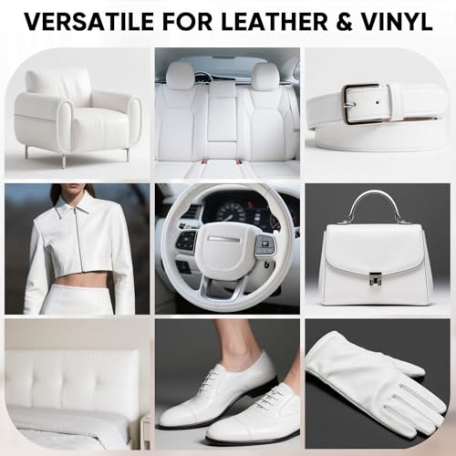 Leather Recoloring Balm - Scratch Repair & Color Restore Kit for Faded Leather, Leather Couch & Car Seats - 10OZ Leather Restorer Balm for Furniture, Auto Interior, Vinyl, Accessories (White) - color: White, size: 10 OZ