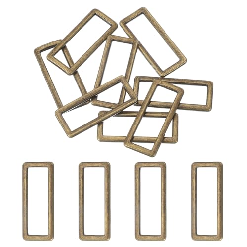 uxcell 8pcs Metal Flat Rectangle Ring, Rectangular Buckle Rings Square Strap Webbing Loop for Bag Belt Purse DIY - color: Bronze, size: 19mm(3/4 inches)