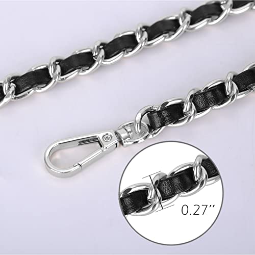 IBWell Metal Chain Strap, 51" Purse Straps Replacement, DIY Purse Chain Accessories - color: Black-silver Metal