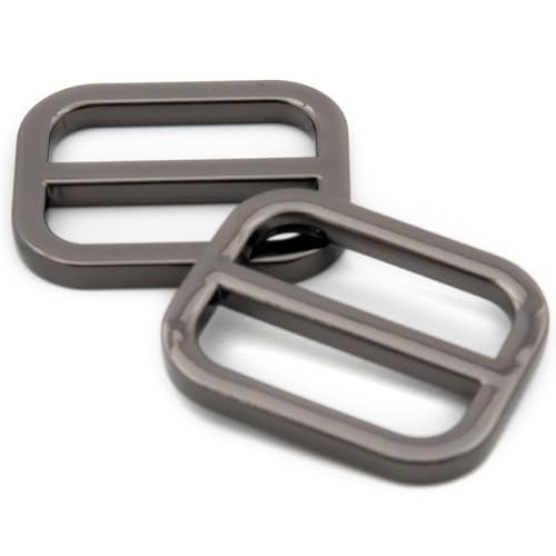 Loosco Flat Metal Adjuster Belt Sliders, 10 PCS Buckle Triglide for Strap Keeper Leathercraft Bag Belt Adjuster (Gunmetal,1") - color: Gunmetal, size: 1"
