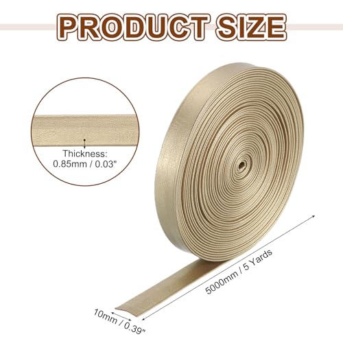 uxcell 5 Yard 10mm PU Faux Leather Strips, Fold Over Leather Strap Roll Double Sided Faux Supplies for DIY Craft Projects, Gold - color: Gold, size: 10mm