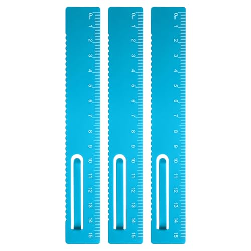HARFINGTON 3pcs Straight Ruler 15cm Metric Metal Aluminum Alloy Measuring Bookmark Clip Ruler Scale Tool for Measure Study Reading Classroom Office, Blue - color: Deep Blue, size: 15cm