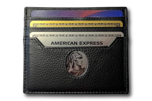 6 Card Minimalist Wallet for Men & Women - Genuine Leather Ultra Thin Black Credit Card Holder - Compatible with Amex Cards - style: 6-card Minimalist Wallet