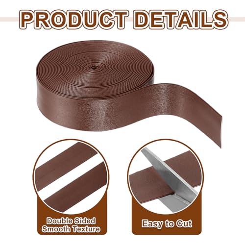 uxcell 5 Yard 25mm PU Faux Leather Strips, Fold Over Leather Strap Roll Double Sided Faux Supplies for DIY Craft Projects, Brown - color: Brown, size: 25mm