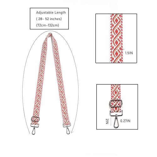 1.5" Wide Purse Strap Adjustable Replacement Gunmetal Hardware Long Crossbody Bag Strap for Thick Shoulder Bags Canvas Handbags Straps - color: Gunmetal Hardware-401