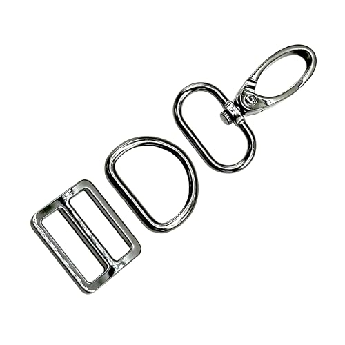 1 inch Swivel Snap Hooks & D Rings Tri-Glides Slide for Purse Bag | 1" Bag Hardware Handbag Backpack Dog Collar Webbing Keychain Lanyard Strap Craft Making Gunmetal Buckles 5 Sets - color: Gunmetal, size: 1 inch