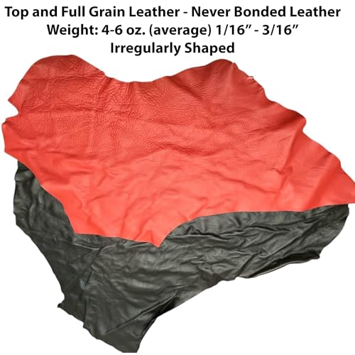 Leather Scraps - Soft and Flexible. New Larger Sizes. Mixed Colors. 2-7 Pieces per Pack. 2 lbs.