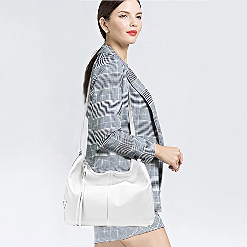 zency 6 Colors Fashion 100% Real Genuine Leather Women Shoulder Bag Handbag Lady Casual Tote - color: White