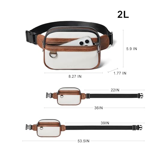 Leresas 2L Fanny Pack for Women Belt Bag Waist Purse Vegan Leather Fanny Pack Travel Waist Pouch Brown with Black - color: BBW