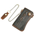 Genuine Crazy Horse Leather Travel Gift Coin Pocket Card Case Long Organizer Chain Rfid Wallet Purse With Snap For Men Male 1088 (1088 Dark Brown-Crocodile) - color: 1088 Dark Brown-Crocodile