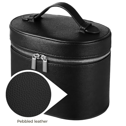 OMISTAR Makeup Vanity Bag for Women - Large Capacity Cosmetic Organizer with Removable Liner, Waterproof PU Leather Skincare Bag, Portable Chic Cosmetic Make Up Case for Skincare, Accessories, Black - color: Black, size: StyleA