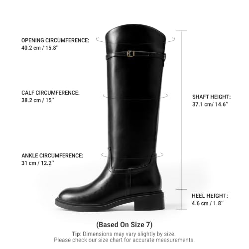 DREAM PAIRS Knee-High Buckle Strap Riding Boots | Round Toe Straight Shaft Knee-high Easy Pull-on Adjustable Metal Buckle 5mm Foam Insole Faux Suede & PU Leather Tall Boot - color: Black-pu, size: 9