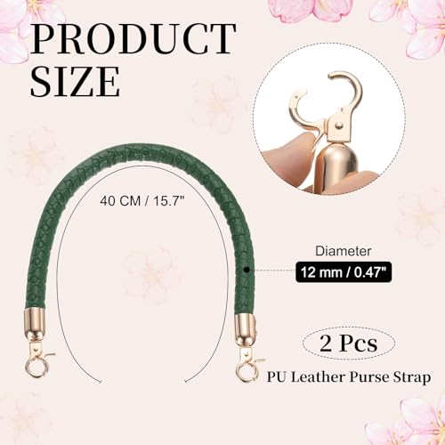 PATIKIL 2 Pcs Braided Purse Straps, 15.7 Inch Leather PU Braided Purse Replacement Handle with Metal Buckles for Handbag Underarm Bags Tote, Green - color: Green